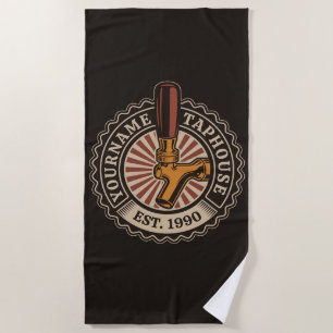 Personalized NAME Craft Beer Taphouse Brewery Bar Beach Towel
