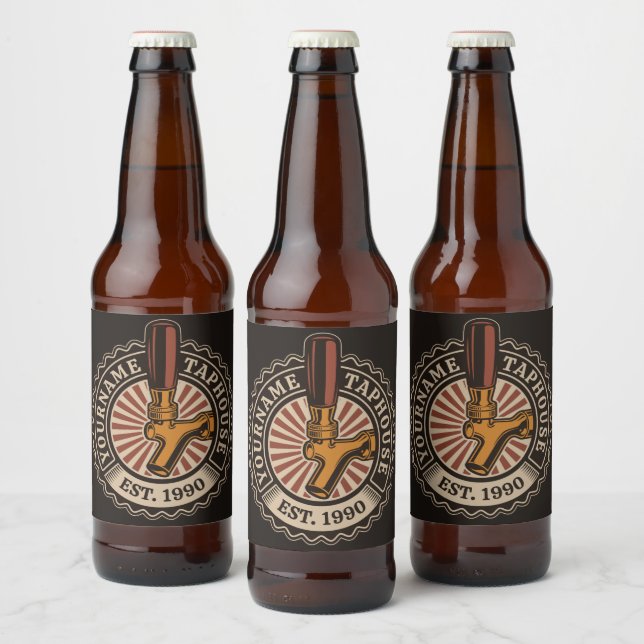 Personalized NAME Craft Beer Taphouse Brewery Bar Beer Bottle Label (Bottles)