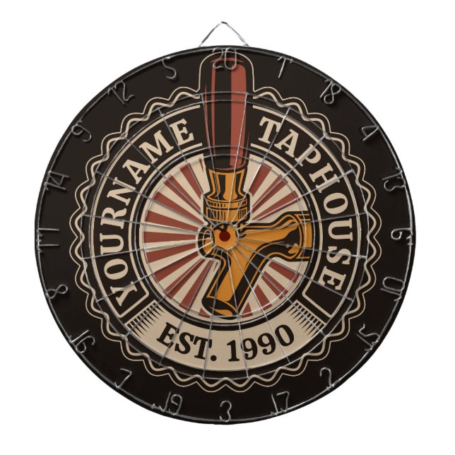 Personalized NAME Craft Beer Taphouse Brewery Bar Dartboard (Front)