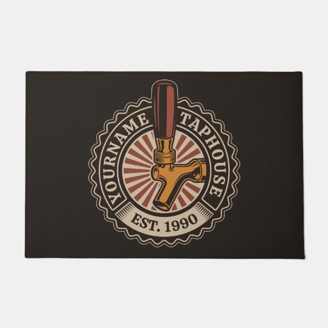 Personalized NAME Craft Beer Taphouse Brewery Bar  Doormat (Front)