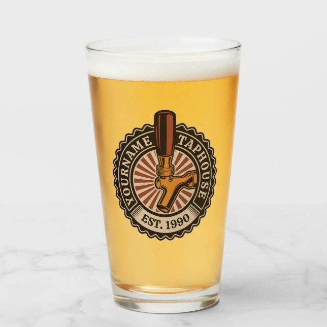 Personalized NAME Craft Beer Taphouse Brewery Bar Glass (Front Filled)