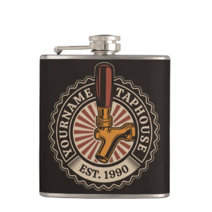 Personalized NAME Craft Beer Taphouse Brewery Bar  Hip Flask