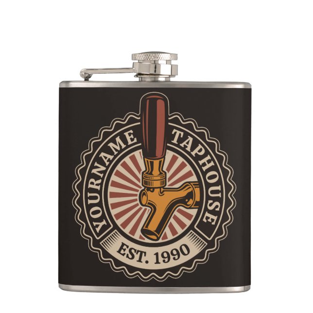 Personalized NAME Craft Beer Taphouse Brewery Bar  Hip Flask (Front)