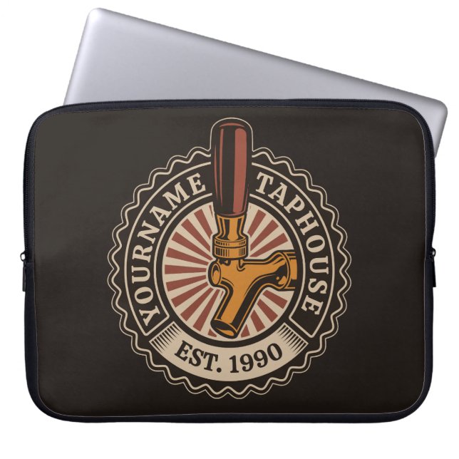 Personalized NAME Craft Beer Taphouse Brewery Bar  Laptop Sleeve (Front)