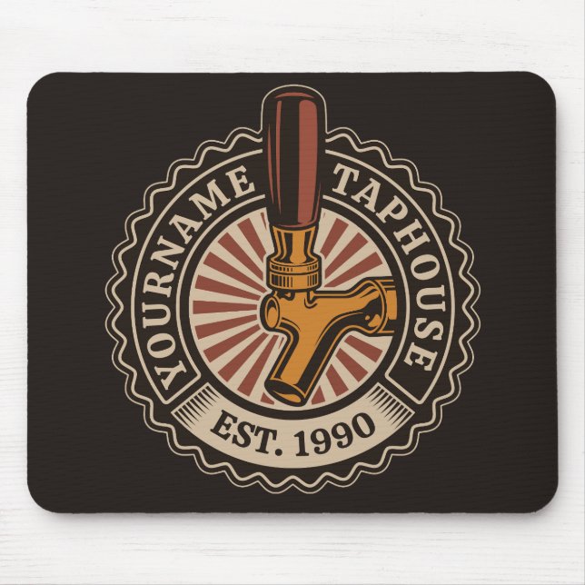 Personalized NAME Craft Beer Taphouse Brewery Bar  Mouse Pad (Front)