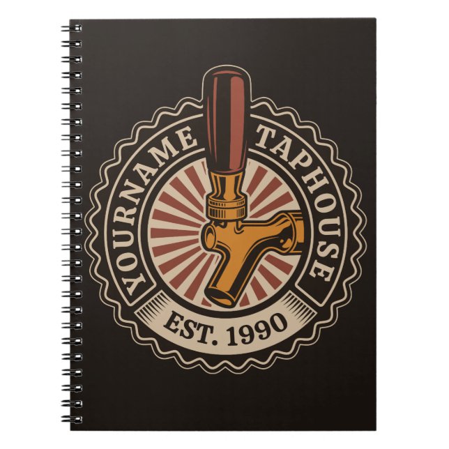 Personalized NAME Craft Beer Taphouse Brewery Bar  Notebook (Front)
