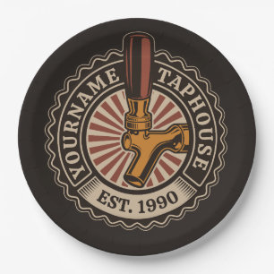 Personalized NAME Craft Beer Taphouse Brewery Bar  Paper Plate