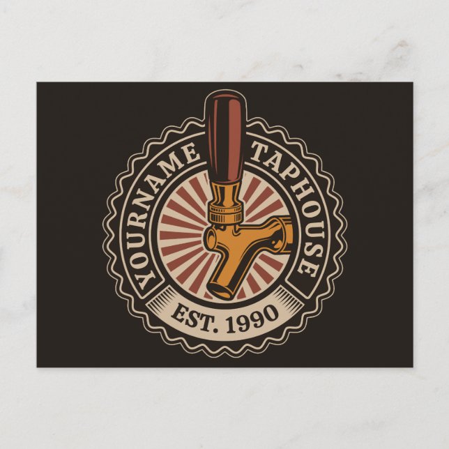 Personalized NAME Craft Beer Taphouse Brewery Bar  Postcard (Front)