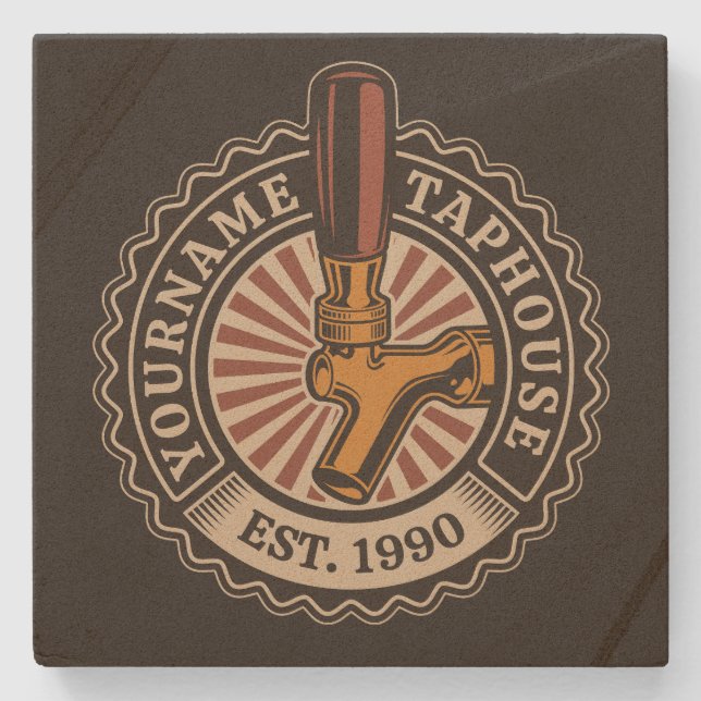 Personalized NAME Craft Beer Taphouse Brewery Bar Stone Coaster (Front)