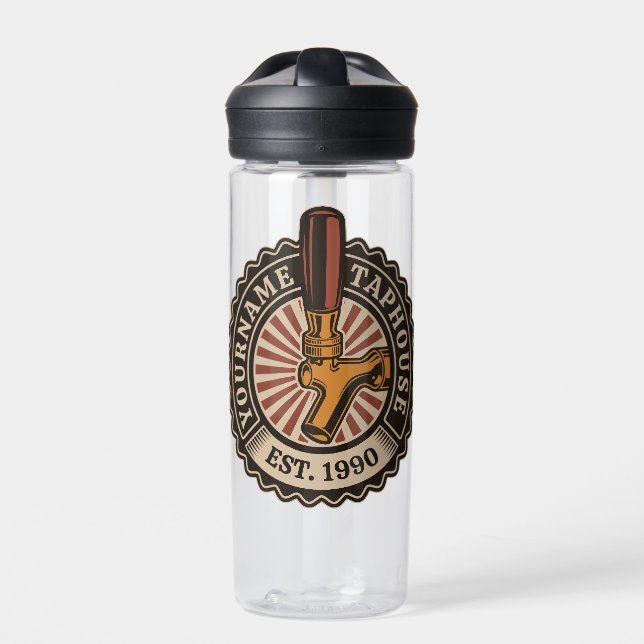 Personalized NAME Craft Beer Taphouse Brewery Bar Water Bottle (Front)