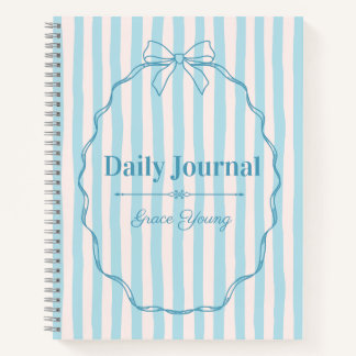 Personalized Name Custom Blue Ribbon  Elegant Notebook