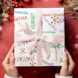 Personalized Name Custom Christmas Wrapping Paper<br><div class="desc">This design was created through digital art. It may be personalized by clicking the customize button and changing the colour, adding a name, initials or your favourite words. Contact me at colorflowcreations@gmail.com if you with to have this design on another product. Purchase my original abstract acrylic painting for sale at...</div>