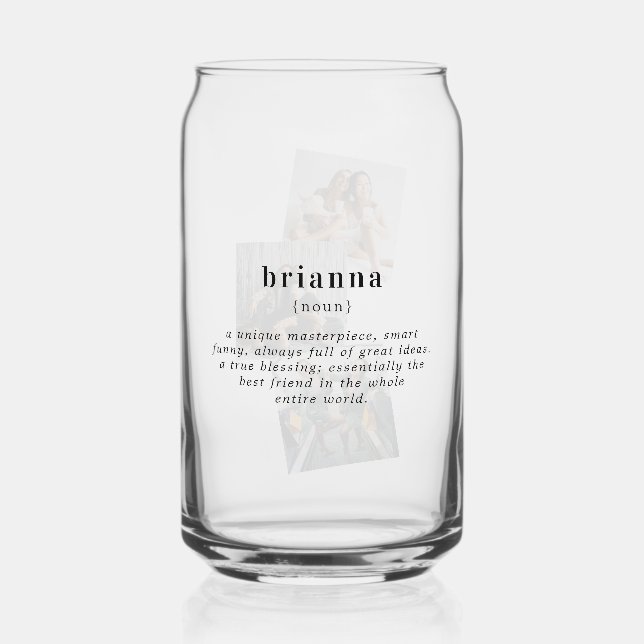 Personalized Name Custom Definition | 3 Photo Can Glass (Front)