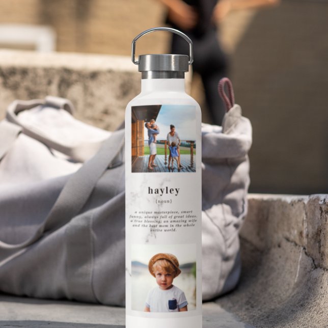 Personalized Name Custom Definition | 8 Photo Water Bottle (Creator Uploaded)