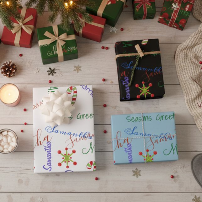 Personalized Name Custom Holiday Christmas Wrapping Paper Sheet (Creator Uploaded)