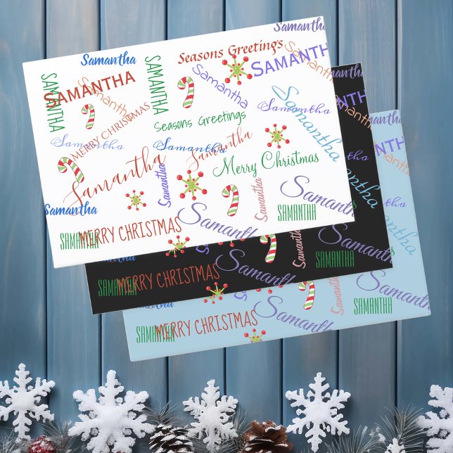 Personalized Name Custom Holiday Christmas Wrapping Paper Sheet (Creator Uploaded)