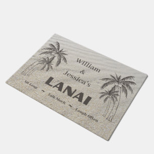 Personalized Name Custom Lanai Tropical Palm Trees Doormat
