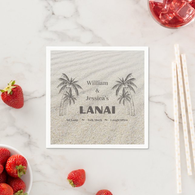 Personalized Name Custom Lanai Tropical Palm Trees Napkin (Insitu)