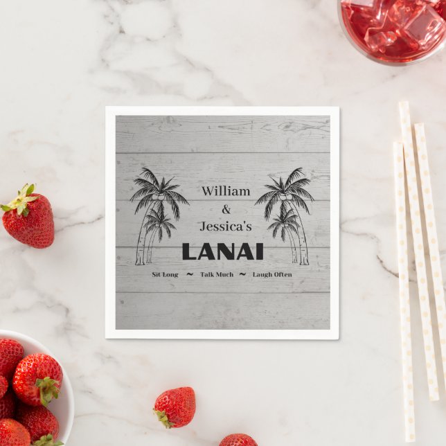 Personalized Name Custom Lanai Tropical Palm Trees Napkin (Insitu)