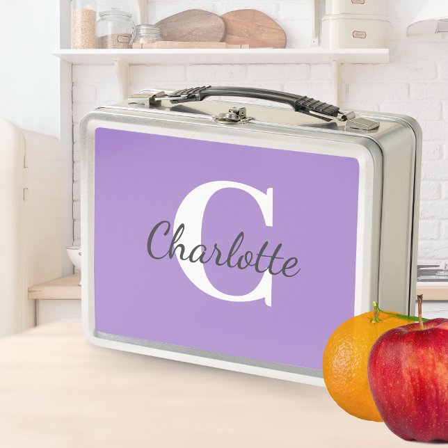 Personalized Name Custom Minimalist Monogram Metal Lunch Box (Creator Uploaded)