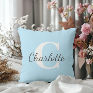 Personalized Name Custom Minimalist Monogram Throw Pillow
