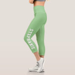 Personalized Name Custom Mint Green Capri Leggings<br><div class="desc">Add a personalized touch to your activewear with these custom mint green capri leggings, featuring your name along the leg. Perfect for workouts, yoga, or casual outings, these leggings combine style and comfort for a unique athleisure look. Made with quality fabric for a flattering fit, they make an ideal gift...</div>