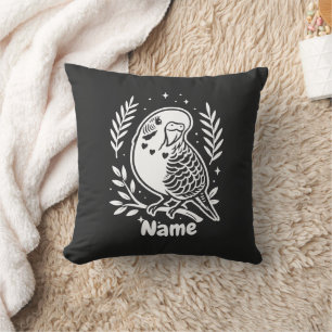 Personalized Name & Custom Photo Back Budgie Lover Throw Pillow