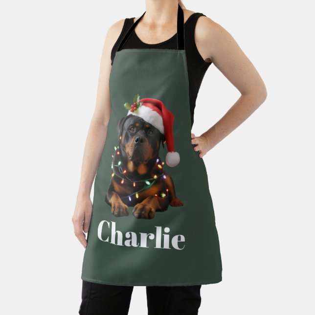 Personalized Name Custom Rottweiler Dog Christmas  Apron (Insitu)