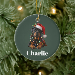 Personalized Name Custom Rottweiler Dog Christmas  Ceramic Ornament