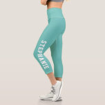 Personalized Name Custom Teal Capri Leggings<br><div class="desc">Add a pop of colour and personalization to your workout attire with these custom teal capri leggings, featuring your name along the leg. Perfect for yoga, gym sessions, or casual outings, these leggings combine comfort with a unique, stylish design. Made from high-quality fabric for a flattering fit, they make a...</div>