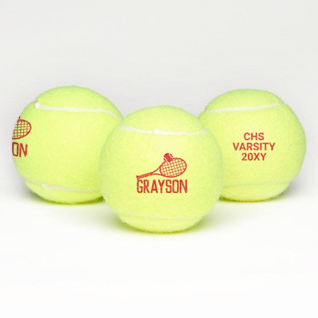 Personalized Name Custom Tennis Balls Red (Multi)