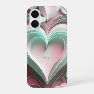 Personalized Name Custom Text Paper Hearts iPhone 16 Case