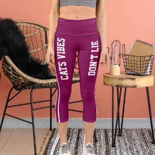 Personalized Name Custom White Wine Cat Mom Fun Capri Leggings