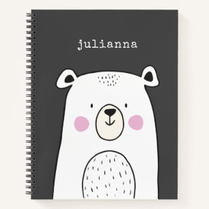 Personalized Name Cute Bear Whimsical Kids Notebook