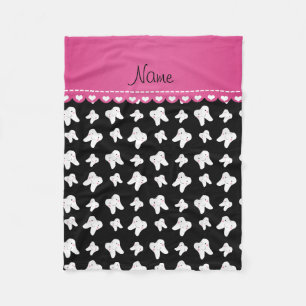 Personalized name cute black tooth pattern fleece blanket