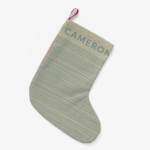 Personalized Name Cute Blue Abstract Lines Pattern Small Christmas Stocking