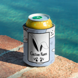 Personalized Name Cute Bunny Easter Can Cooler