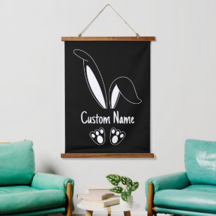 Personalized Name Cute Bunny Easter Hanging Tapestry