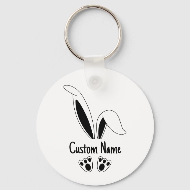 Personalized Name Cute Bunny Easter Keychain (Front)