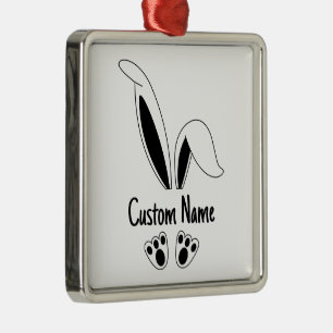 Personalized Name Cute Bunny Easter Metal Ornament