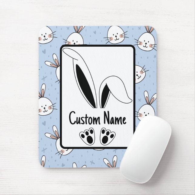 Personalized Name Cute Bunny Easter Mouse Pad (With Mouse)