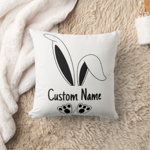 Personalized Name Cute Bunny Easter Throw Pillow