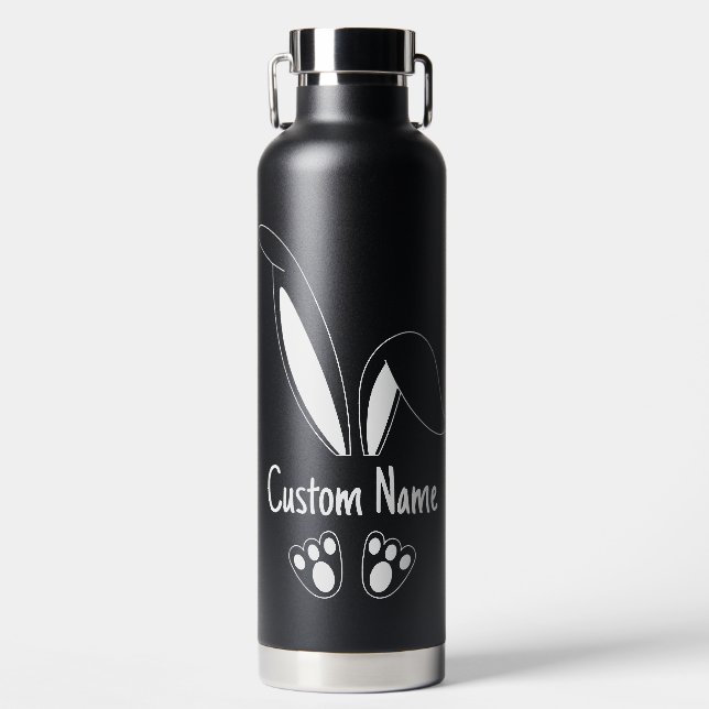 Personalized Name Cute Bunny Easter Water Bottle (Front)