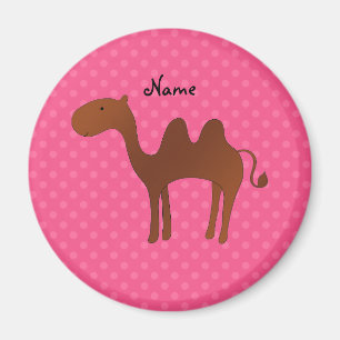 Personalized name cute camel pink polka dots magnet