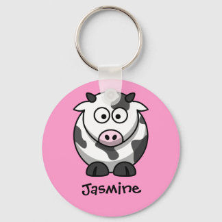 Personalized Name - Cute Cartoon Cow Keychain