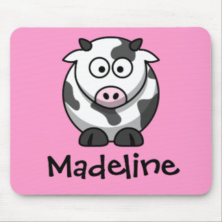 Personalized Name - Cute Cartoon Cow Mouse Pad