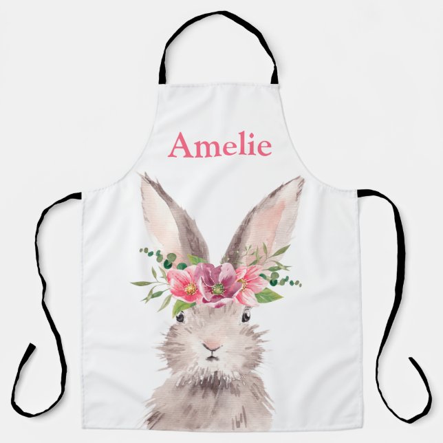  Personalized Name Cute Easter Bunny egg hunting  Apron (Front)