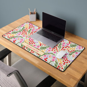 Personalized Name Cute Floral Colourful Girl Gift  Desk Mat