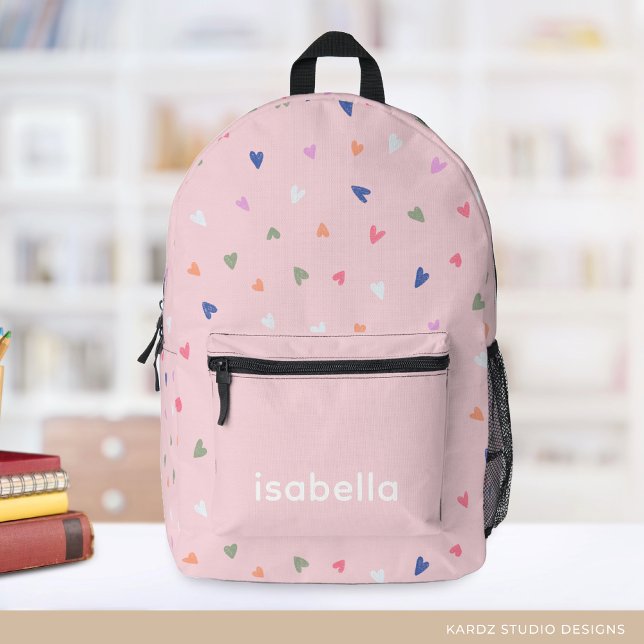 Personalized Name Cute Hearts Girl Backpack (Creator Uploaded)