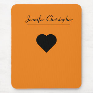 Personalized Name Cute modern Script Orange love  Mouse Pad